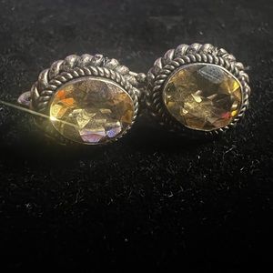 Beautiful vintage  sterling silver citrine stone earrings